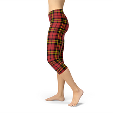 Load image into Gallery viewer, Womens Red Plaid Tartan Capri Leggings