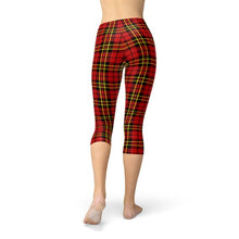 Load image into Gallery viewer, Womens Red Plaid Tartan Capri Leggings