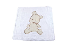 Load image into Gallery viewer, Teddy Bear and Plaid Cotton Muslin Newcastle Blanket
