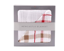 Load image into Gallery viewer, Teddy Bear and Plaid Cotton Muslin Newcastle Blanket
