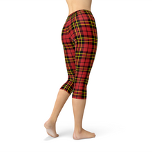 Load image into Gallery viewer, Womens Red Plaid Tartan Capri Leggings
