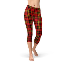 Load image into Gallery viewer, Womens Red Plaid Tartan Capri Leggings
