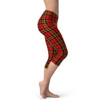 Load image into Gallery viewer, Womens Red Plaid Tartan Capri Leggings
